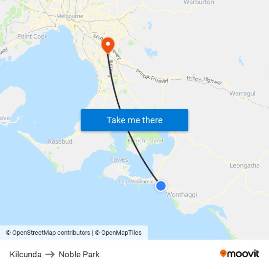 Kilcunda to Noble Park map