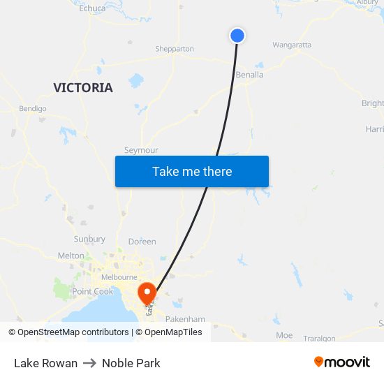 Lake Rowan to Noble Park map