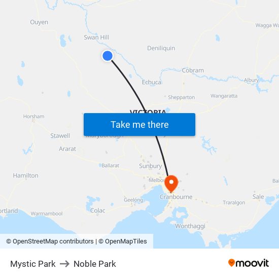 Mystic Park to Noble Park map