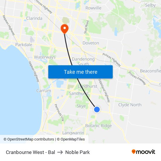 Cranbourne West - Bal to Noble Park map