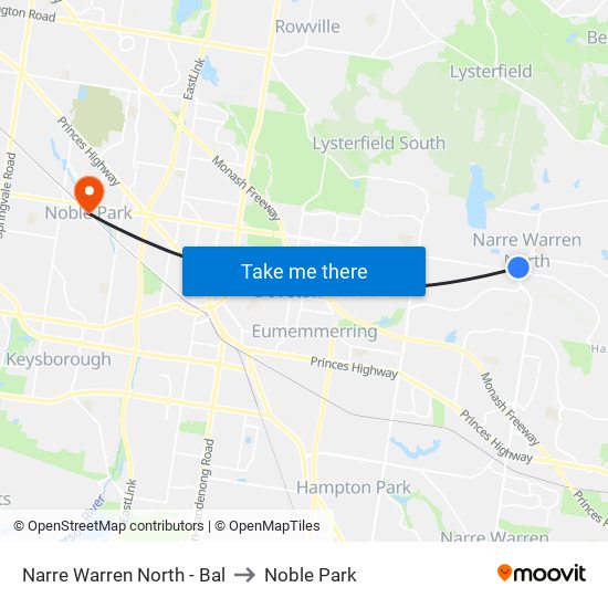 Narre Warren North - Bal to Noble Park map