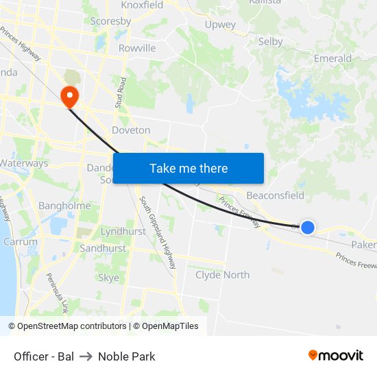 Officer - Bal to Noble Park map