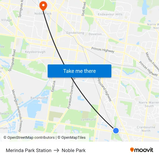 Merinda Park Station to Noble Park map