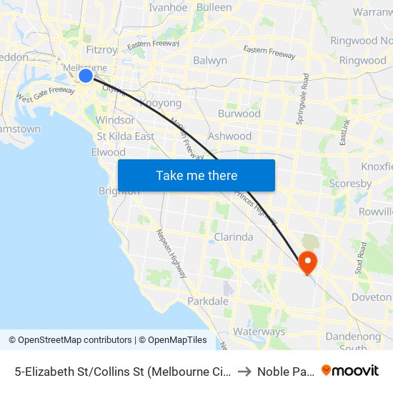 5-Elizabeth St/Collins St (Melbourne City) to Noble Park map