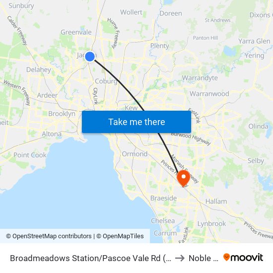 Broadmeadows Station/Pascoe Vale Rd (Broadmeadows) to Noble Park map