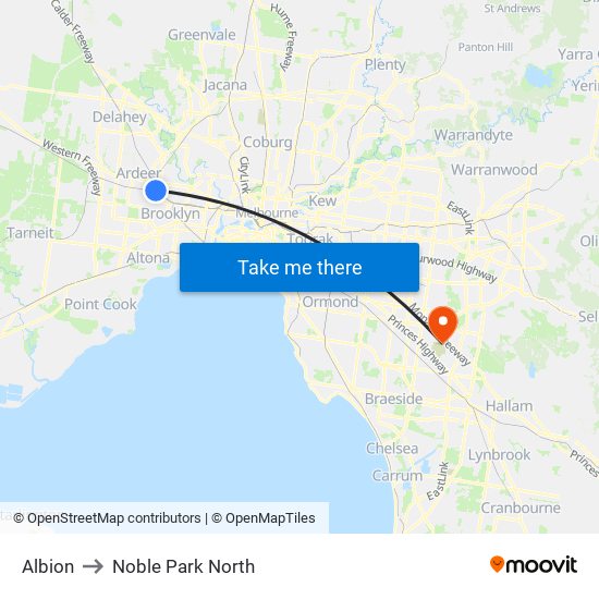 Albion to Noble Park North map