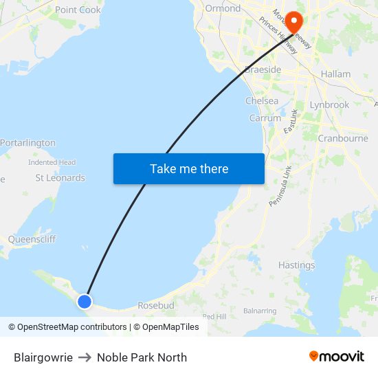 Blairgowrie to Noble Park North map