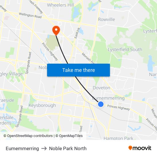 Eumemmerring to Noble Park North map