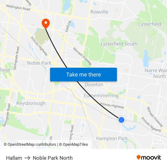 Hallam to Noble Park North map