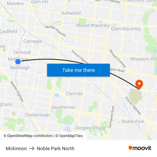 Mckinnon to Noble Park North map