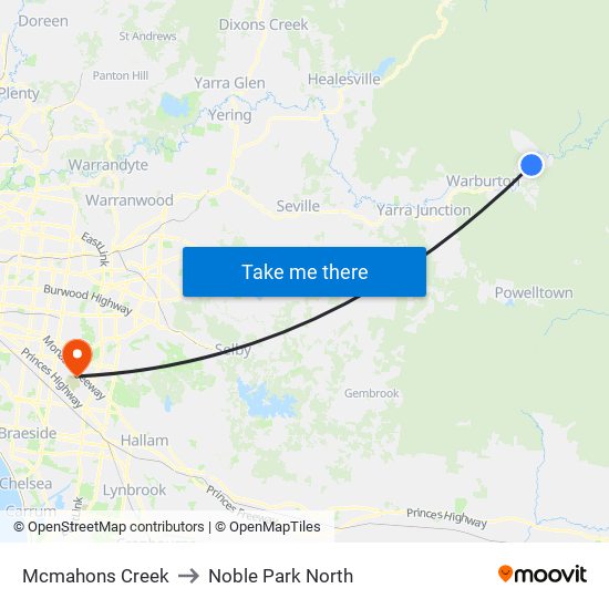 Mcmahons Creek to Noble Park North map