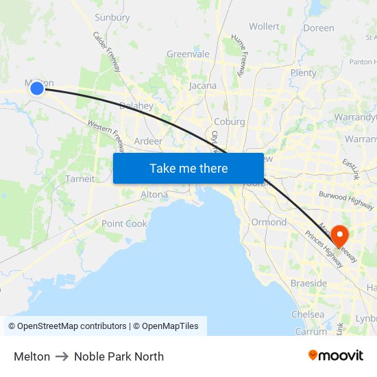 Melton to Noble Park North map