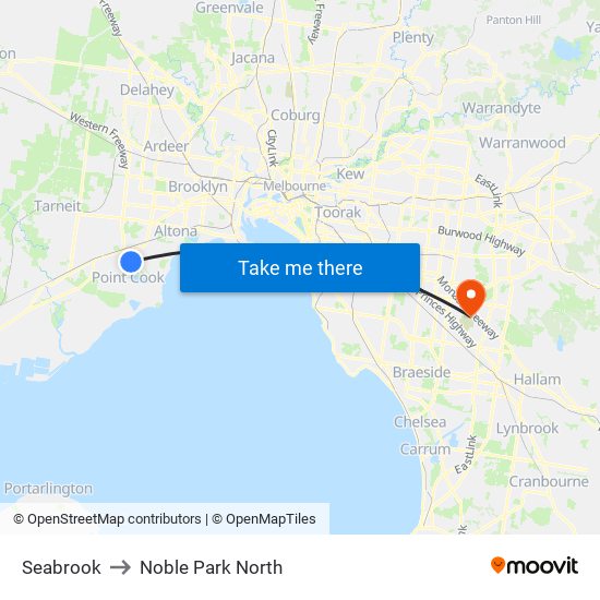 Seabrook to Noble Park North map