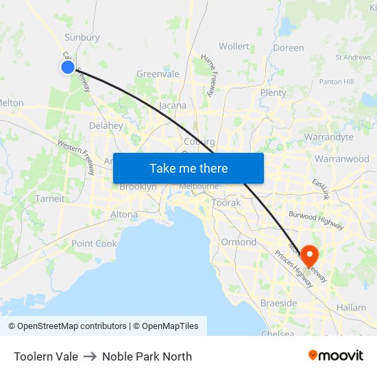 Toolern Vale to Noble Park North map