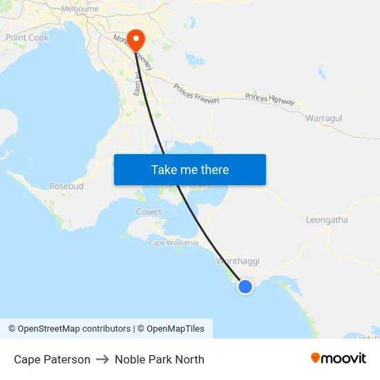Cape Paterson to Noble Park North map