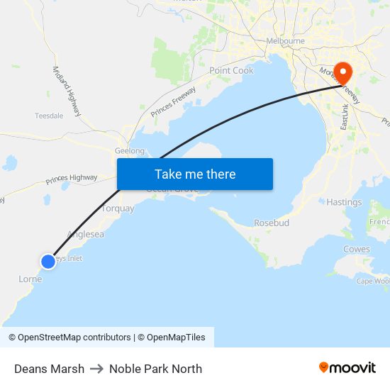 Deans Marsh to Noble Park North map