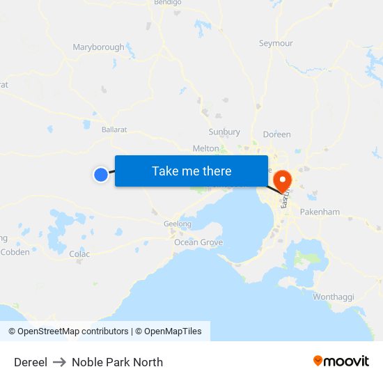 Dereel to Noble Park North map