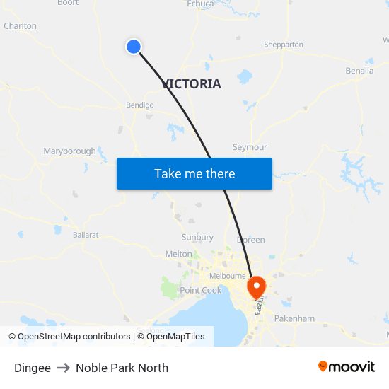 Dingee to Noble Park North map