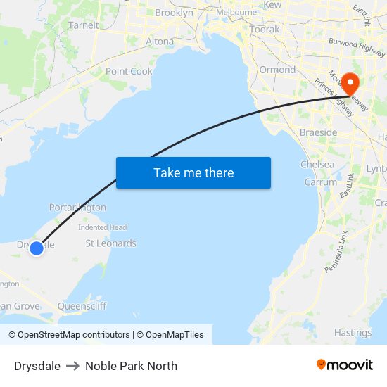 Drysdale to Noble Park North map