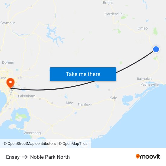 Ensay to Noble Park North map