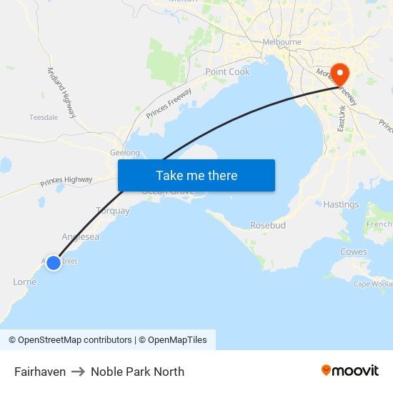 Fairhaven to Noble Park North map