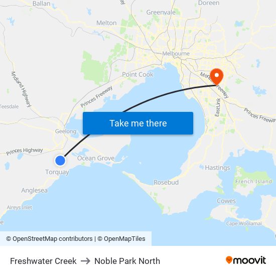 Freshwater Creek to Noble Park North map