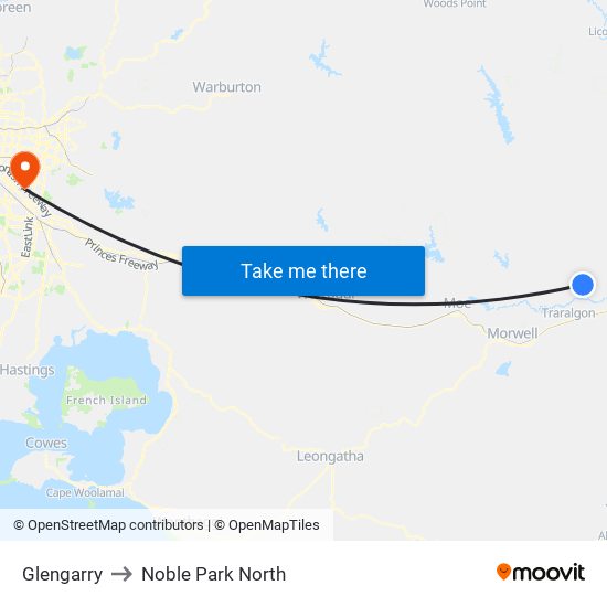 Glengarry to Noble Park North map