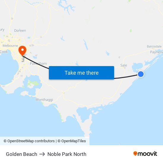 Golden Beach to Noble Park North map