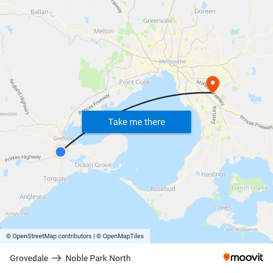 Grovedale to Noble Park North map