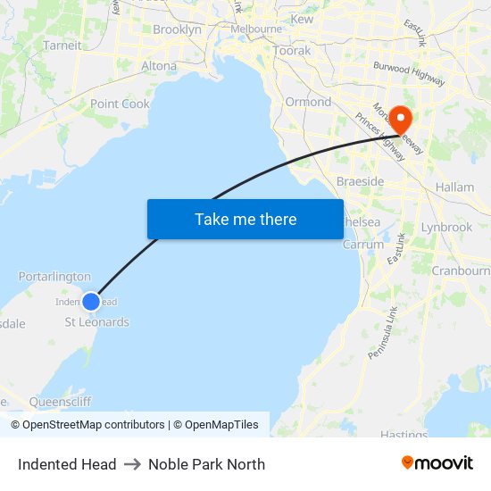 Indented Head to Noble Park North map