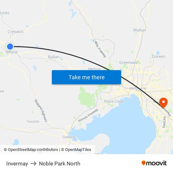 Invermay to Noble Park North map