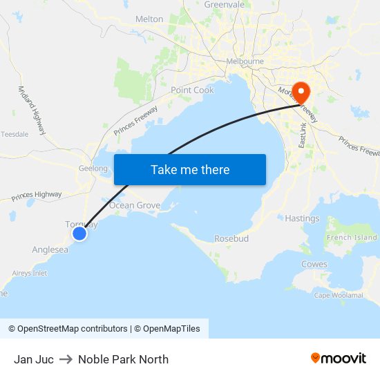 Jan Juc to Noble Park North map