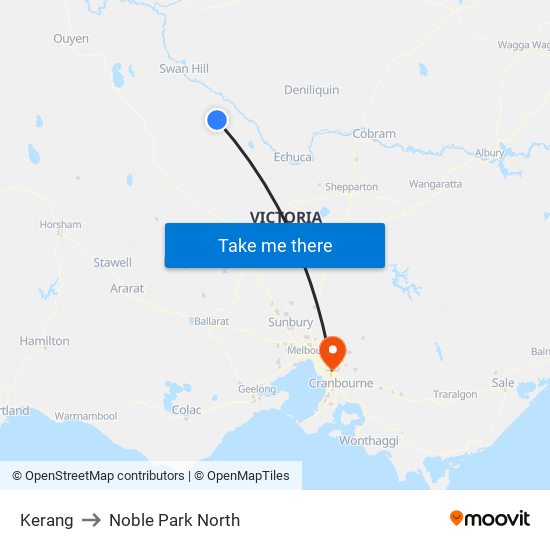 Kerang to Noble Park North map