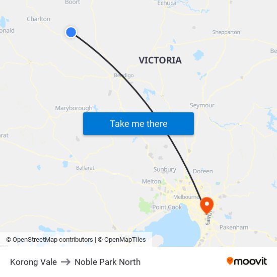 Korong Vale to Noble Park North map