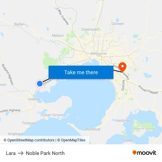 Lara to Noble Park North map