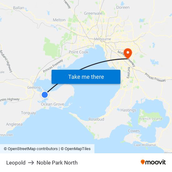 Leopold to Noble Park North map