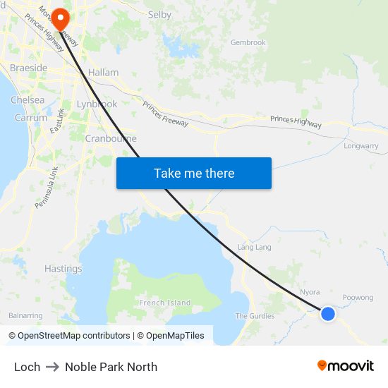 Loch to Noble Park North map
