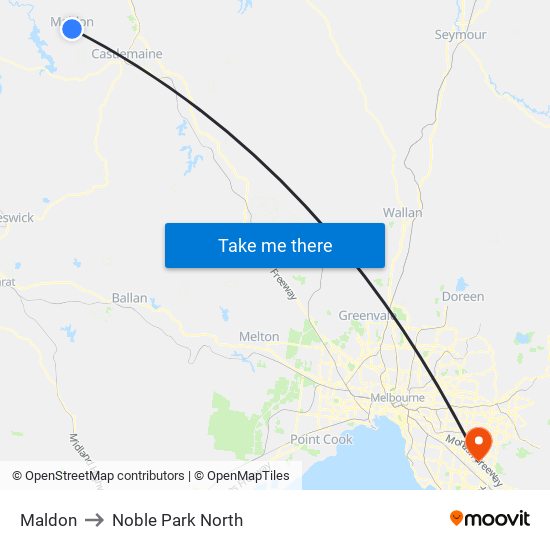 Maldon to Noble Park North map