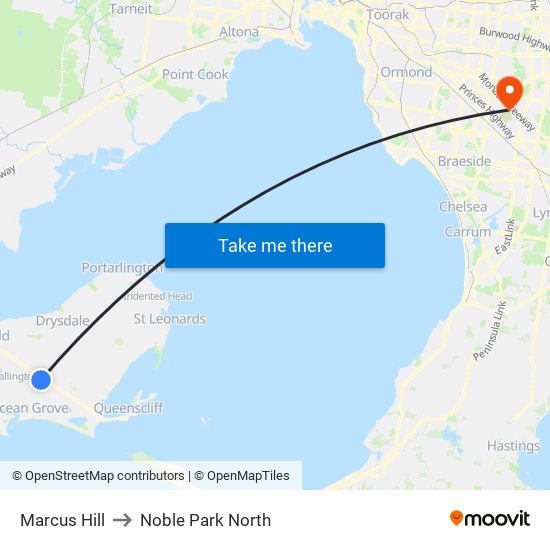 Marcus Hill to Noble Park North map