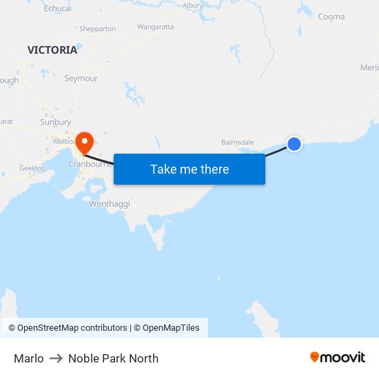 Marlo to Noble Park North map