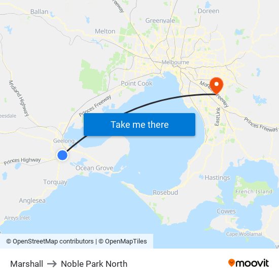 Marshall to Noble Park North map