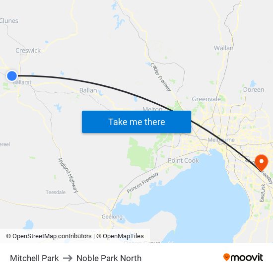 Mitchell Park to Noble Park North map