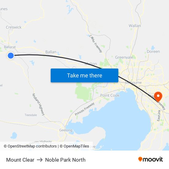 Mount Clear to Noble Park North map