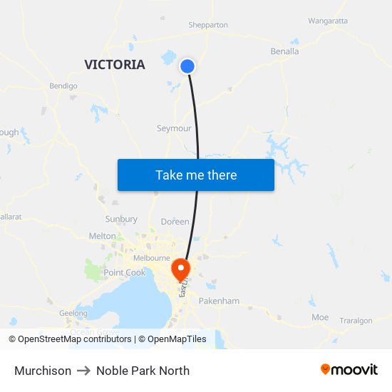 Murchison to Noble Park North map