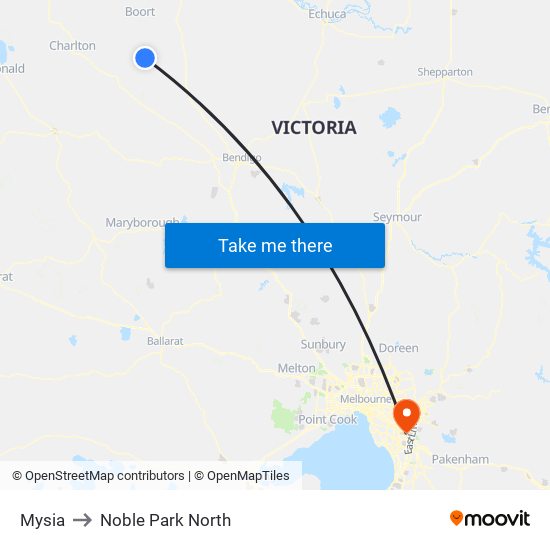 Mysia to Noble Park North map