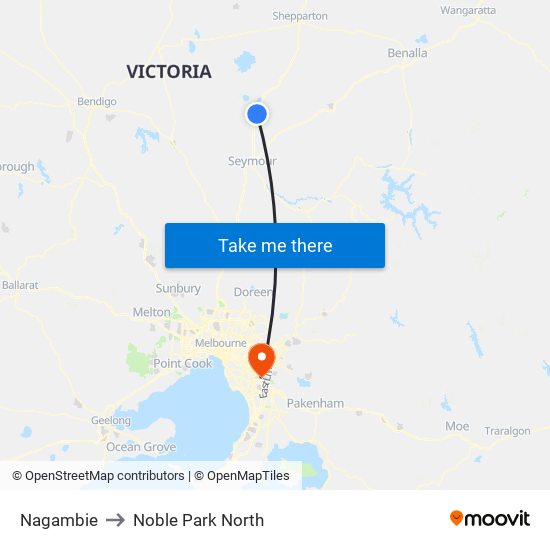 Nagambie to Noble Park North map