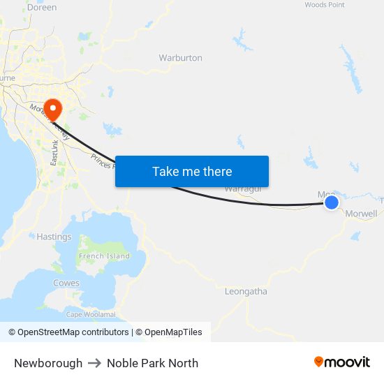 Newborough to Noble Park North map