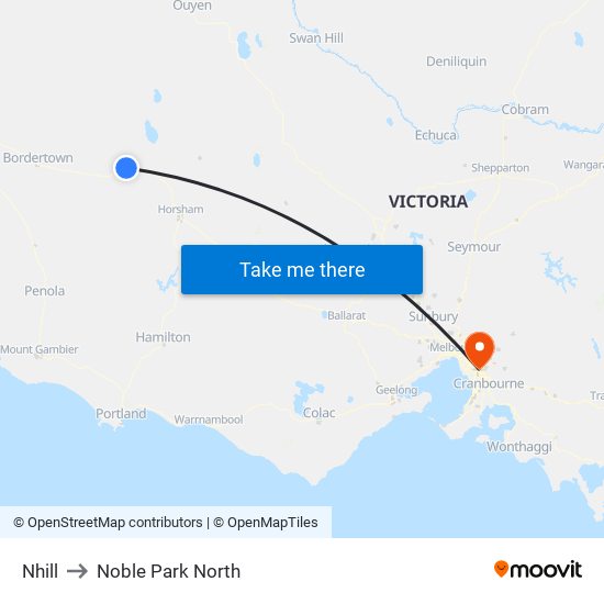 Nhill to Noble Park North map