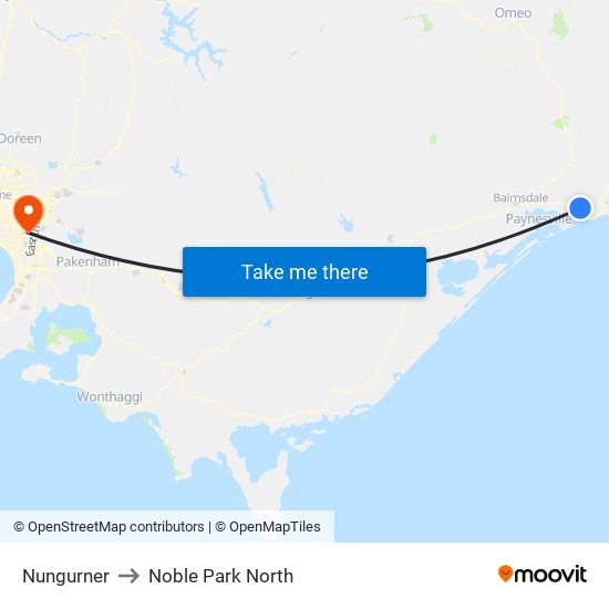 Nungurner to Noble Park North map
