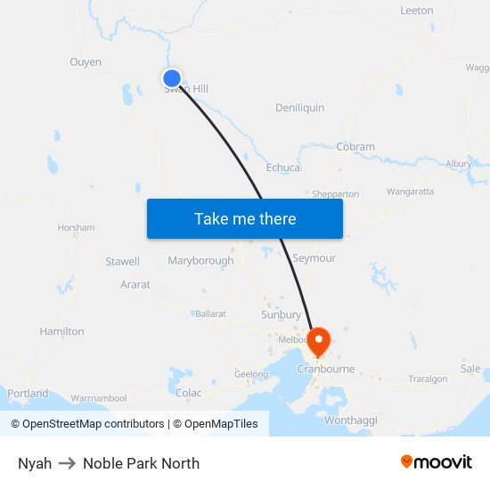 Nyah to Noble Park North map